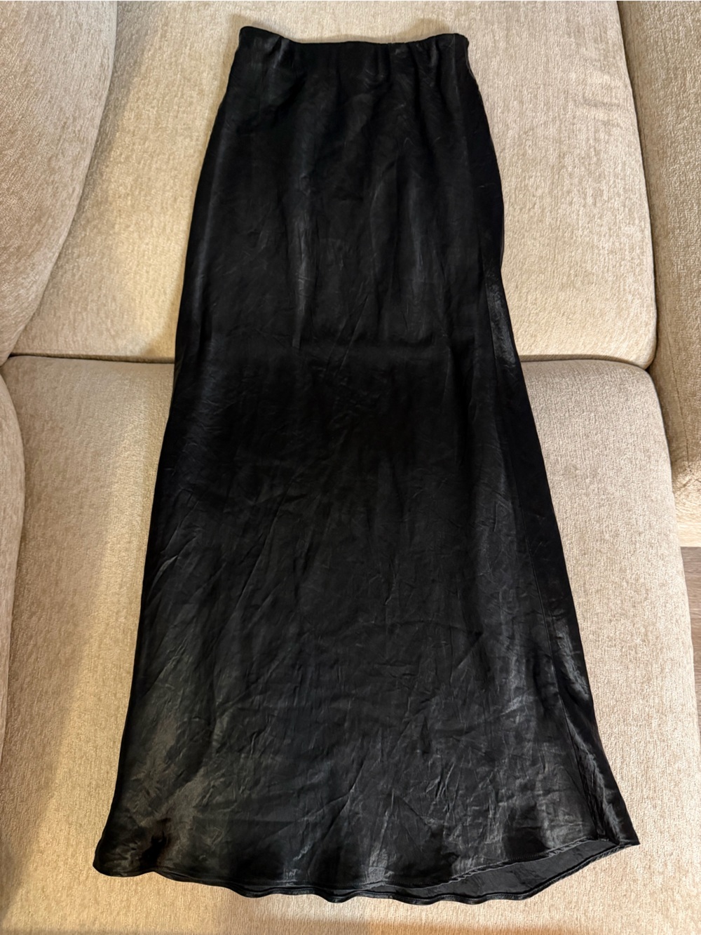 Aritzia Babaton Black Satin Maxi Skirt